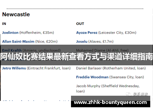 阿仙奴比赛结果最新查看方式与渠道详细指南